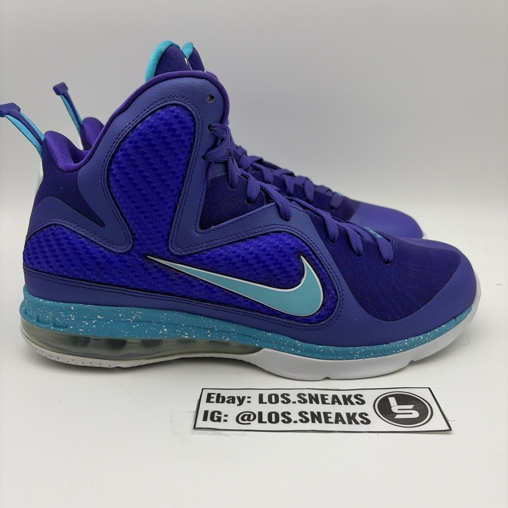 Nike LeBron 9 Summit Lake Hornets Mens Purple Sneakers 469764-500 Size 10 - Picture 3 of 8